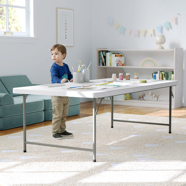 Granite White |#| 4.93-Foot Kid's Granite White Plastic Folding Activity Table - Play Table