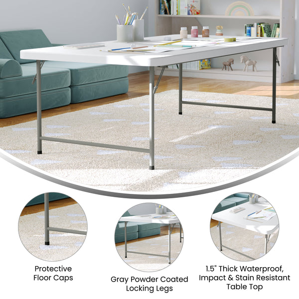 Granite White |#| 4.93-Foot Kid's Granite White Plastic Folding Activity Table - Play Table