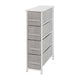 Gray Drawers/White Frame |#| 4 Drawer Vertical Slim Storage Dresser-White Wood Top & Gray Fabric Pull Drawers