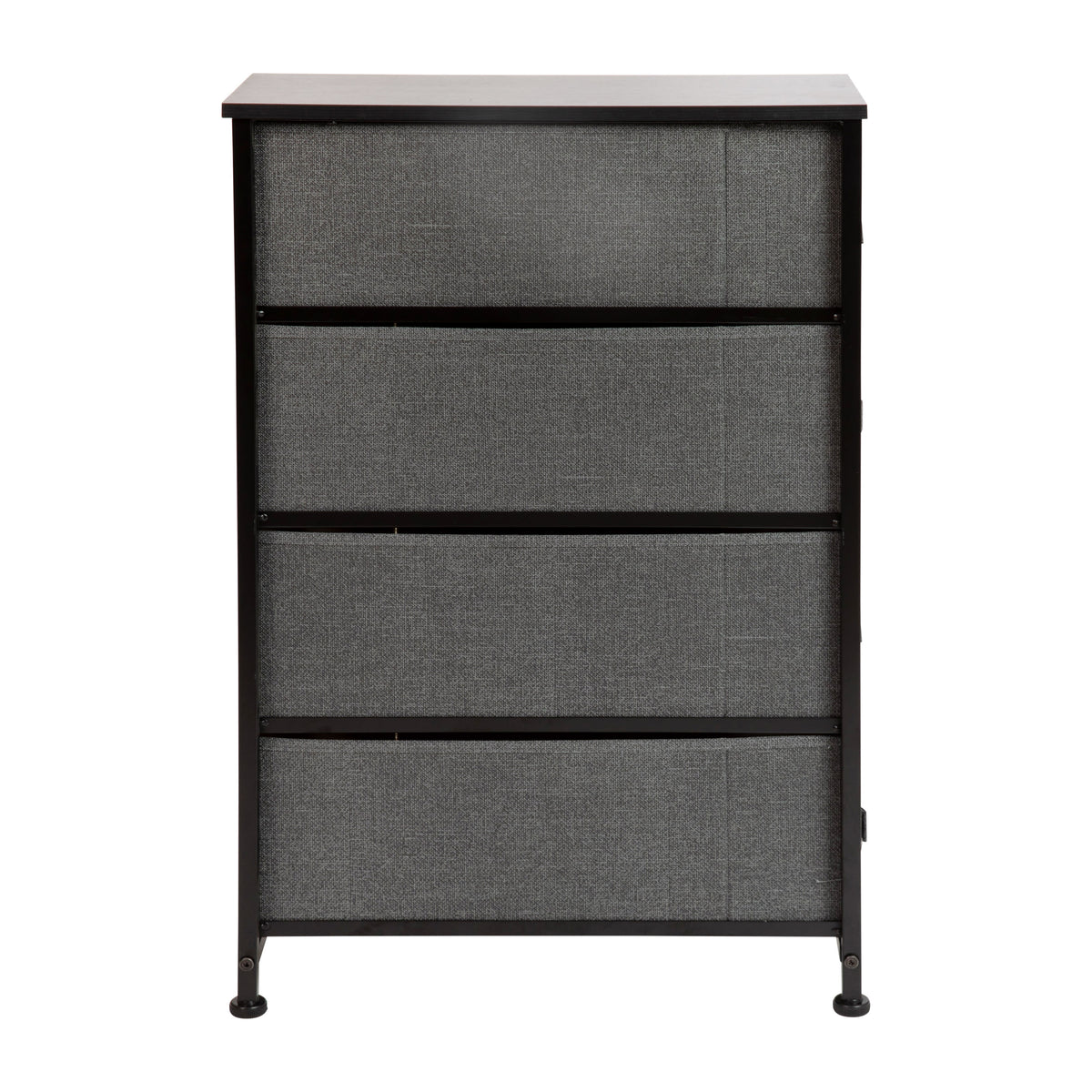 Gray Drawers/Black Frame |#| 4 Drawer Vertical Slim Storage Dresser-Black Wood Top & Gray Fabric Pull Drawers