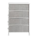 Gray Drawers/White Frame |#| 4 Drawer Vertical Slim Storage Dresser-White Wood Top & Gray Fabric Pull Drawers