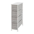 4 Drawer Slim Wood Top Cast Iron Frame Vertical Storage Dresser with Easy Pull Fabric Drawers