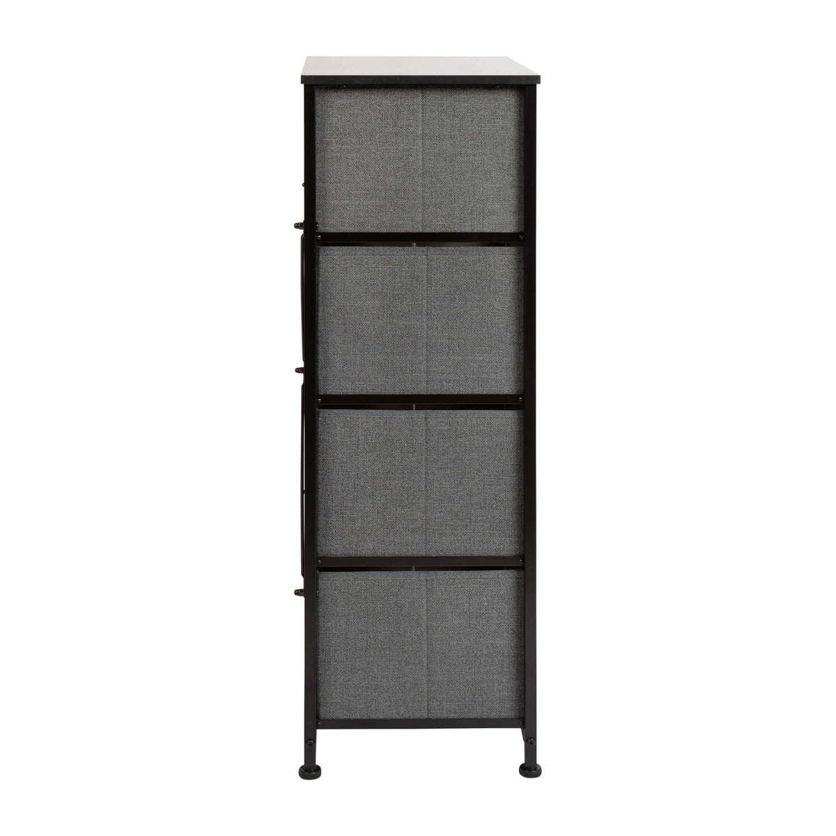 Gray Drawers/Black Frame |#| 4 Drawer Vertical Storage Dresser with Black Wood Top & Gray Fabric Pull Drawers