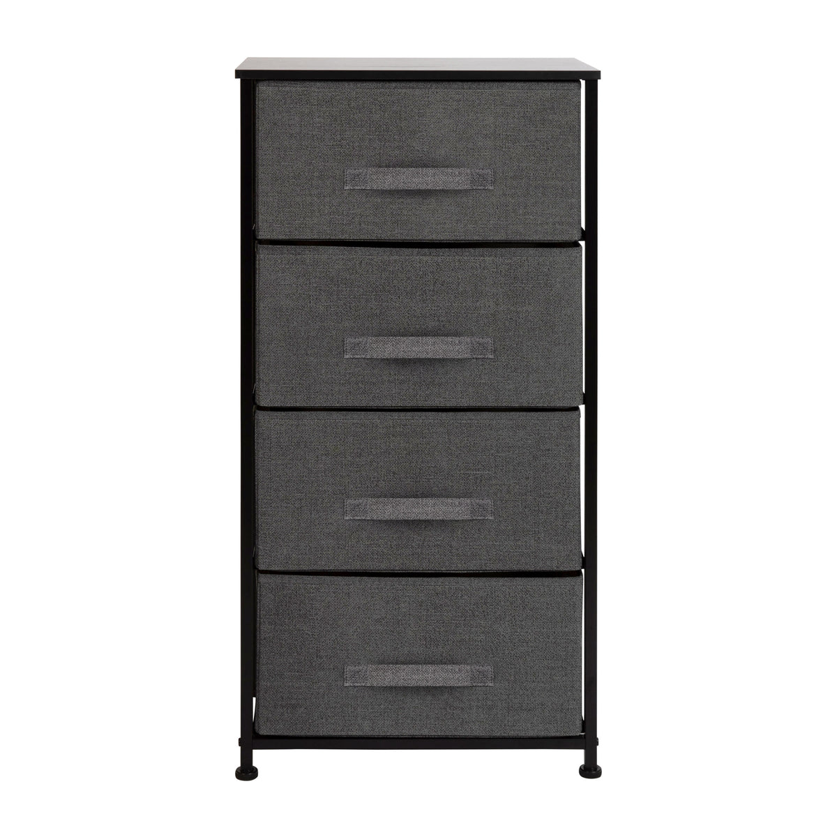 Gray Drawers/Black Frame |#| 4 Drawer Vertical Storage Dresser with Black Wood Top & Gray Fabric Pull Drawers