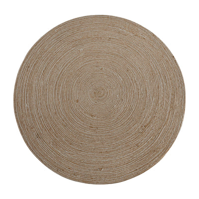 4 Foot Round Braided Design Jute and Polyester Blend Indoor Area Rug