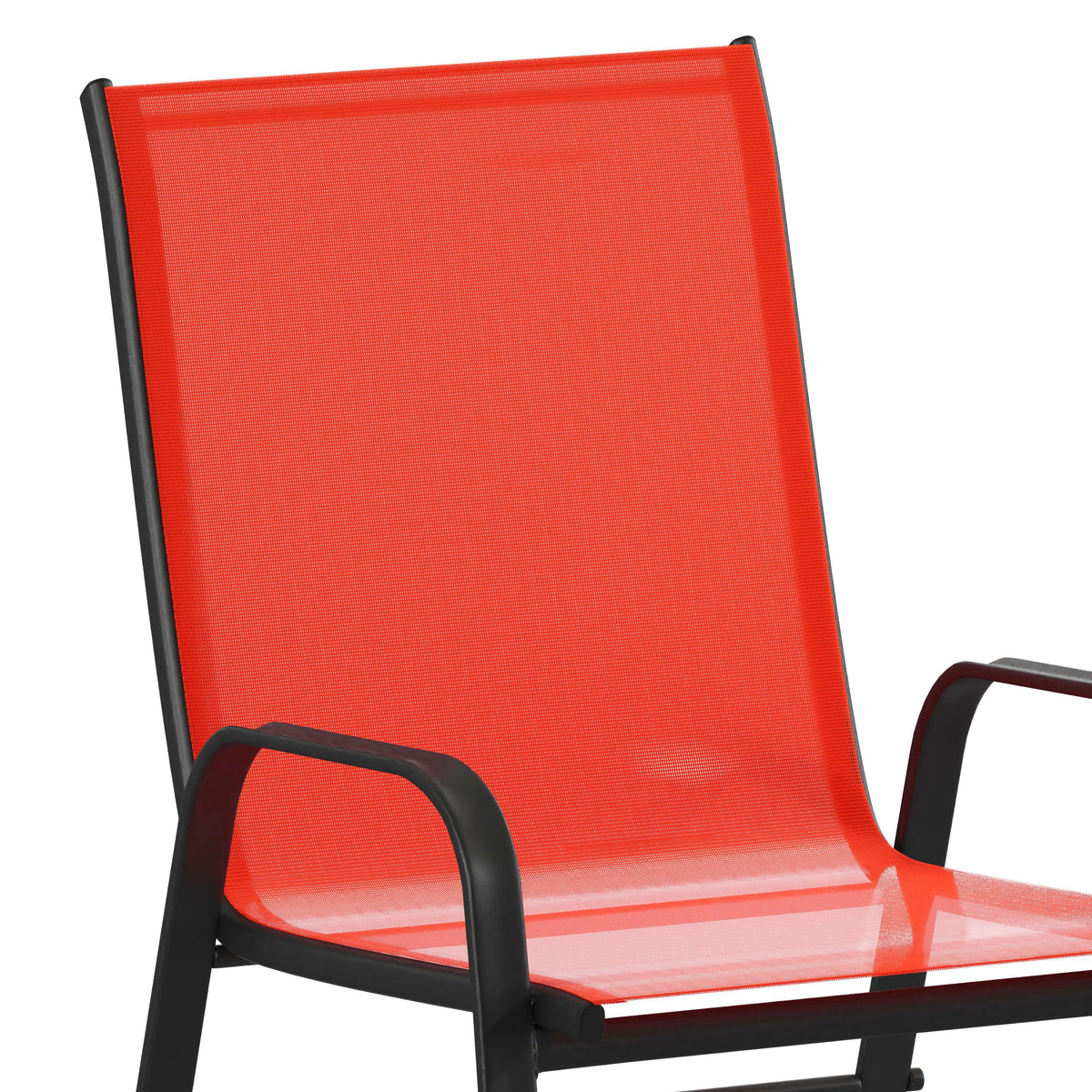 Red |#| 4 Pack Red Outdoor Stack Chair with Flex Comfort Material - Patio Stack Chair