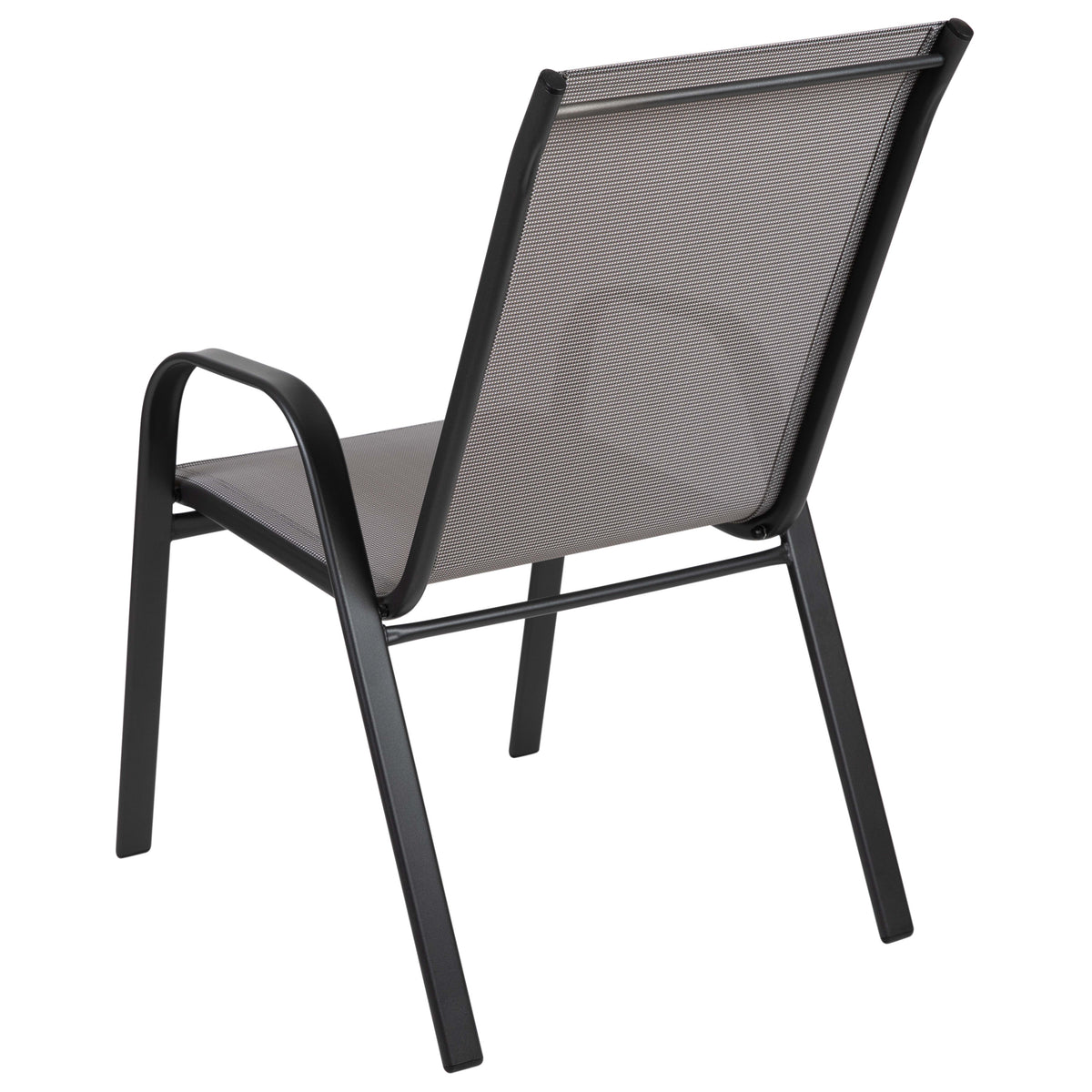 Gray |#| 4 Pack Gray Outdoor Stack Chair with Flex Comfort Material - Patio Stack Chair