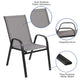 Gray |#| 4 Pack Gray Outdoor Stack Chair with Flex Comfort Material - Patio Stack Chair
