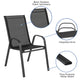 Black |#| 4 Pack Black Outdoor Stack Chair with Flex Comfort Material - Patio Stack Chair