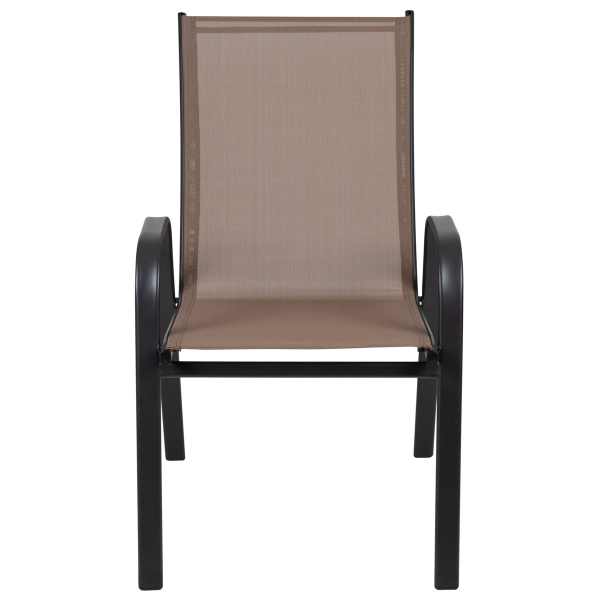 Brown |#| 4 Pack Brown Outdoor Stack Chair with Flex Comfort Material - Patio Stack Chair