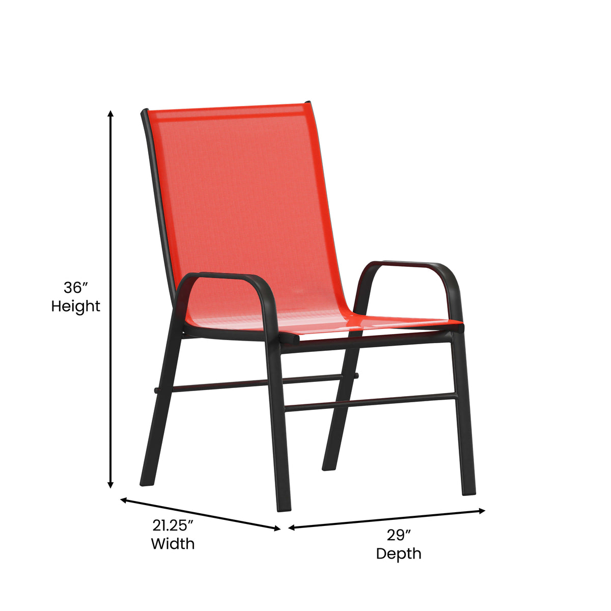 Red |#| 4 Pack Red Outdoor Stack Chair with Flex Comfort Material - Patio Stack Chair