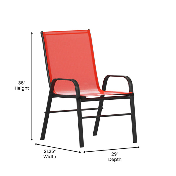 Red |#| 4 Pack Red Outdoor Stack Chair with Flex Comfort Material - Patio Stack Chair