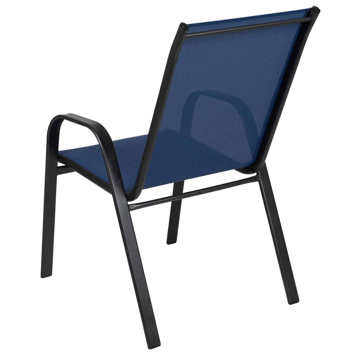 Navy |#| 4 Pack Navy Outdoor Stack Chair with Flex Comfort Material - Patio Stack Chair