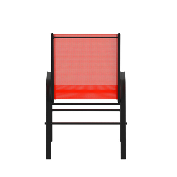 Red |#| 4 Pack Red Outdoor Stack Chair with Flex Comfort Material - Patio Stack Chair