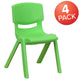 Green |#| 4 Pack Green Plastic Stack School Chair with 12inch Seat Height - Kids Chair