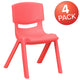 Red |#| 4 Pack Red Plastic Stack School Chair with 12inch Seat Height - Kids Chair