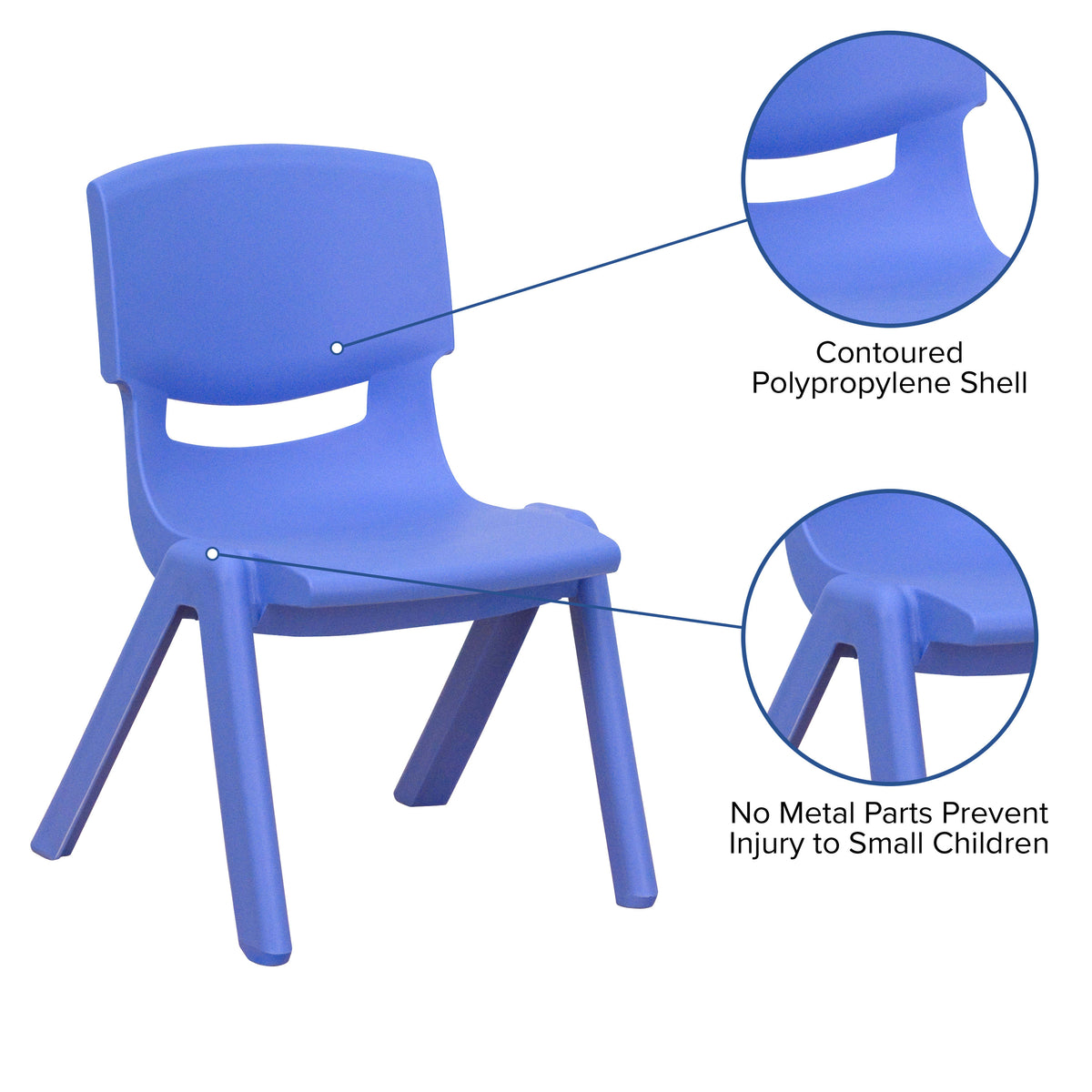 Blue |#| 4 Pack Blue Plastic Stack School Chair with 12inch Seat Height - Kids Chair