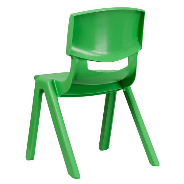 Green |#| 4 Pack Green Plastic Stack School Chair with 15.5inchH Seat, 3rd-7th School Chair