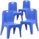 Blue |#| 4 Pack Blue Plastic Stack School Chair with Carrying Handle and 11inch Seat Height
