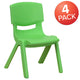 Green |#| 4 Pack Green Plastic Stackable School Chair with 10.5inchH Seat, Preschool Chair