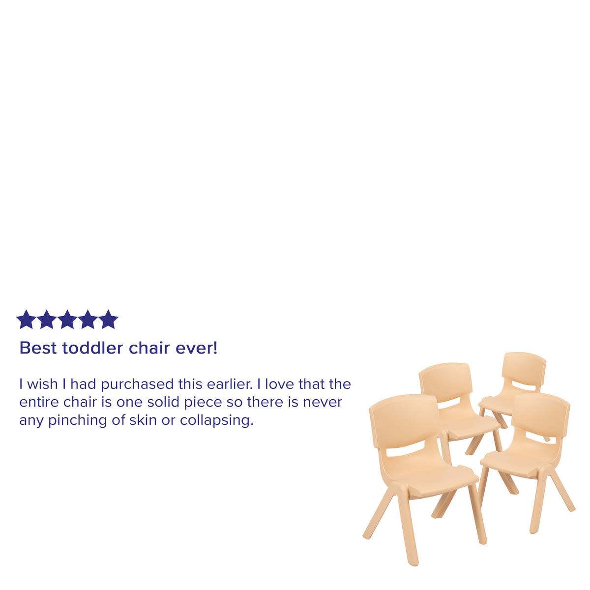 Natural |#| 4 Pack Natural Plastic Stackable School Chair with 10.5inchH Seat, Preschool Chair