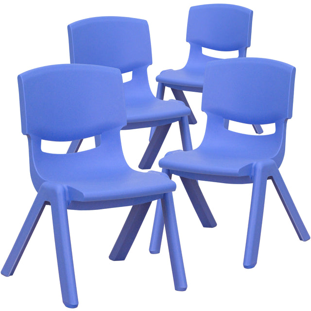 4 Pack Plastic Stackable School Chairs with 10.5" Seat Height - View 1