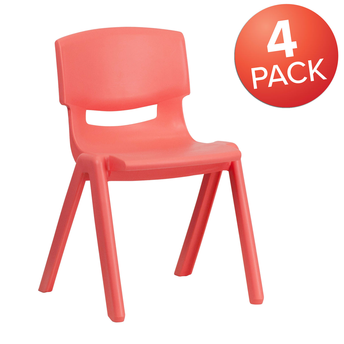 Red |#| 4 Pack Red Plastic Stack School Chair with 13.25inchH Seat, K-2 School Chair