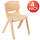 Natural |#| 4 Pack Natural Plastic Stack School Chair with 13.25inchH Seat, K-2 School Chair