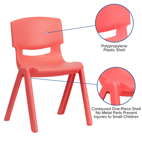 Red |#| 4 Pack Red Plastic Stack School Chair with 13.25inchH Seat, K-2 School Chair