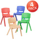 Assorted |#| 4 Pack Plastic Stackable K-2 School Chair with 13.25inchH Seat, Assorted Colors