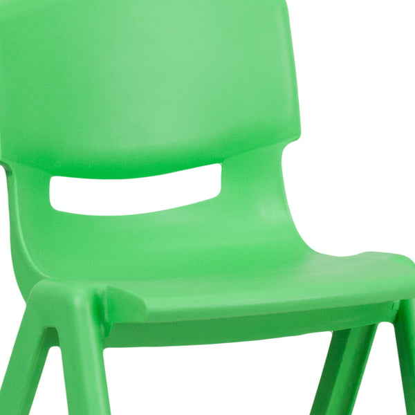 Green |#| 4 Pack Green Plastic Stack School Chair with 13.25inchH Seat, K-2 School Chair