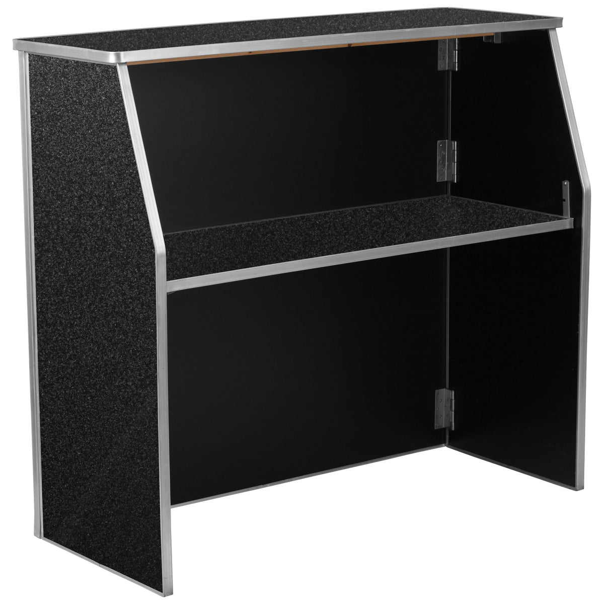 Black Marble |#| 4' White Laminate Foldable Bar - Portable Event Bar - Caterering/Bartendar Bar