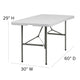 5-Foot Bi-Fold Granite White Plastic Folding Table with Handle - Event Table