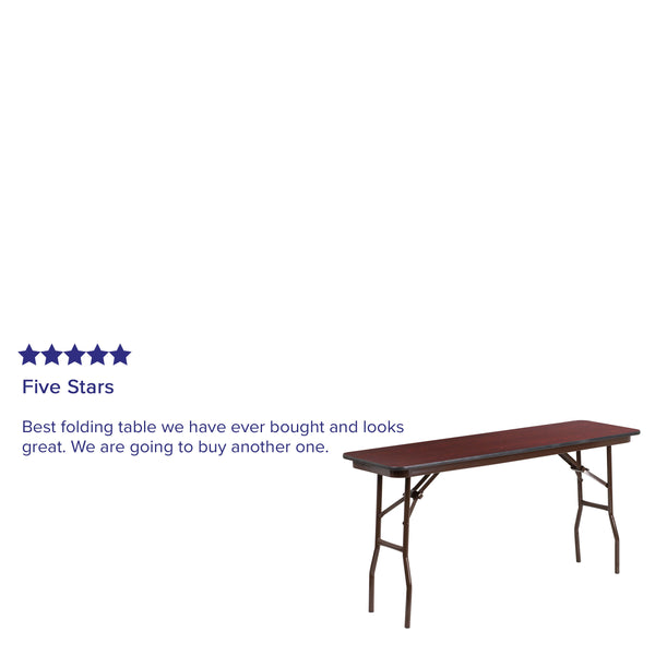 5-Foot Mahogany Melamine Laminate Folding Training/Seminar Table - Event Table