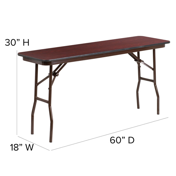 5-Foot Mahogany Melamine Laminate Folding Training/Seminar Table - Event Table