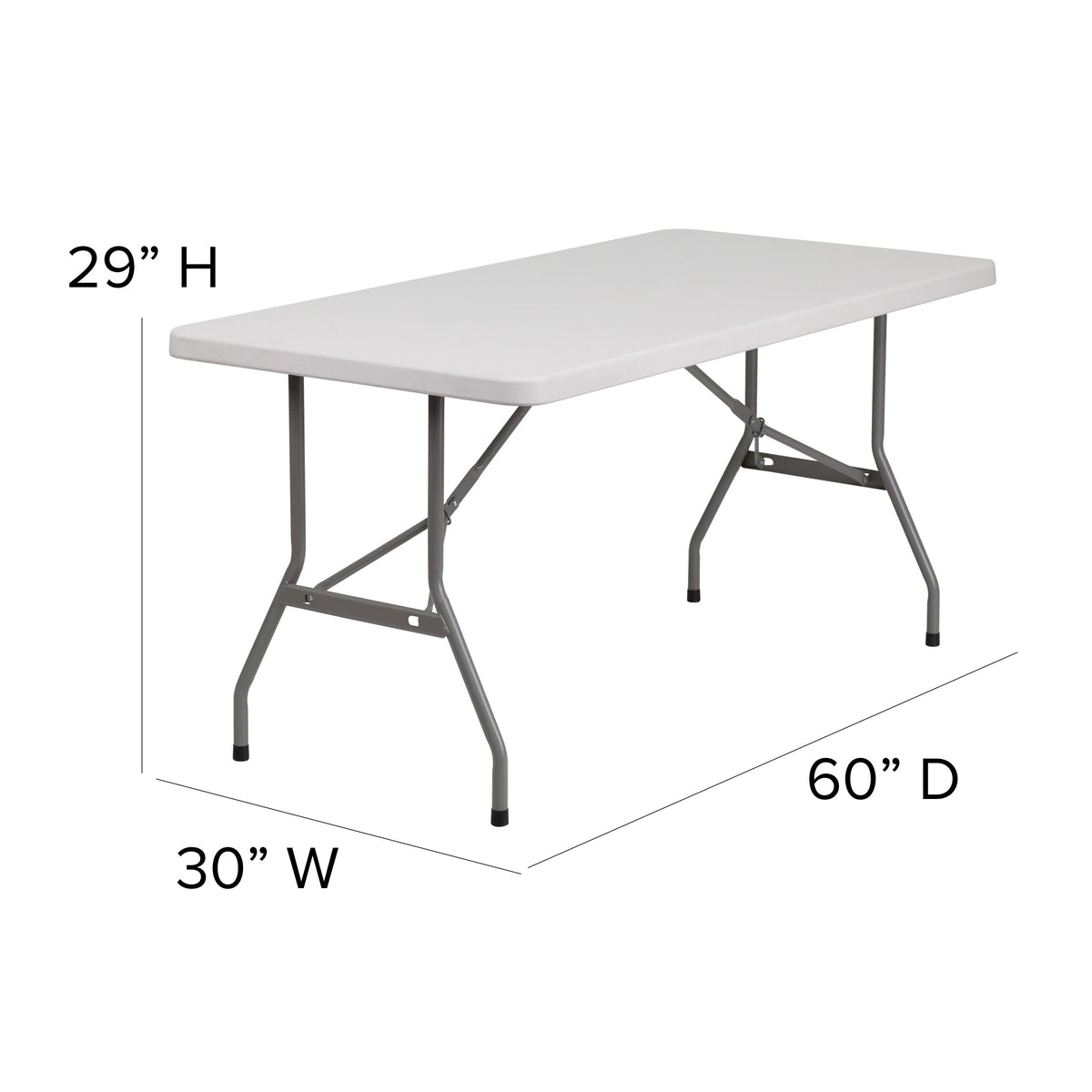 5-Foot Granite White Plastic Folding Table - Banquet / Event Folding Table