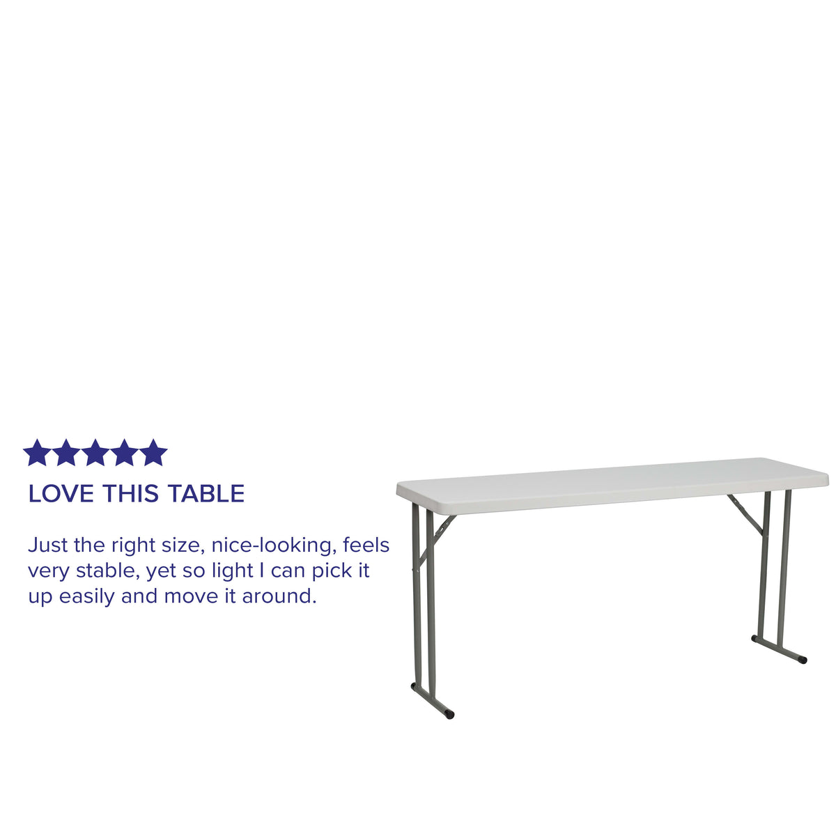 5-Foot Rectangle Granite White Plastic Folding Training / Seminar Table