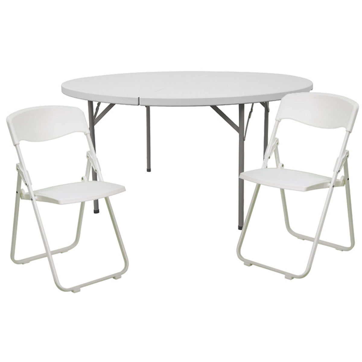 5-Foot Round Banquet and Event Folding Table Set with 8 Folding Chairs