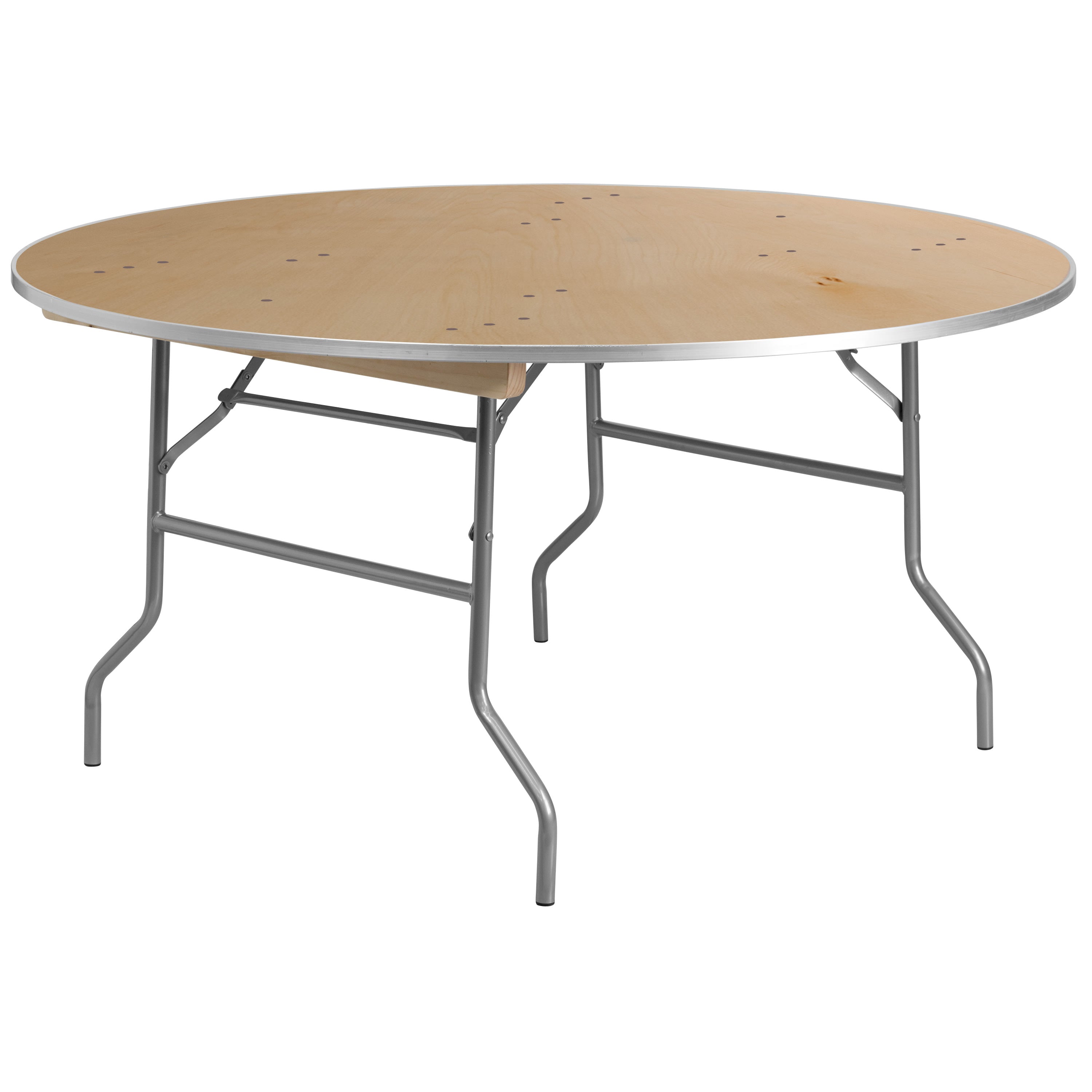 60RND Wood Fold Table-MTL Edge XA-60-BIRCH-M- – BizChair