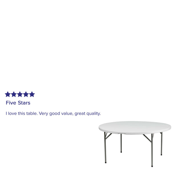 5-Foot Round Granite White Plastic Folding Table - Banquet / Event Folding Table