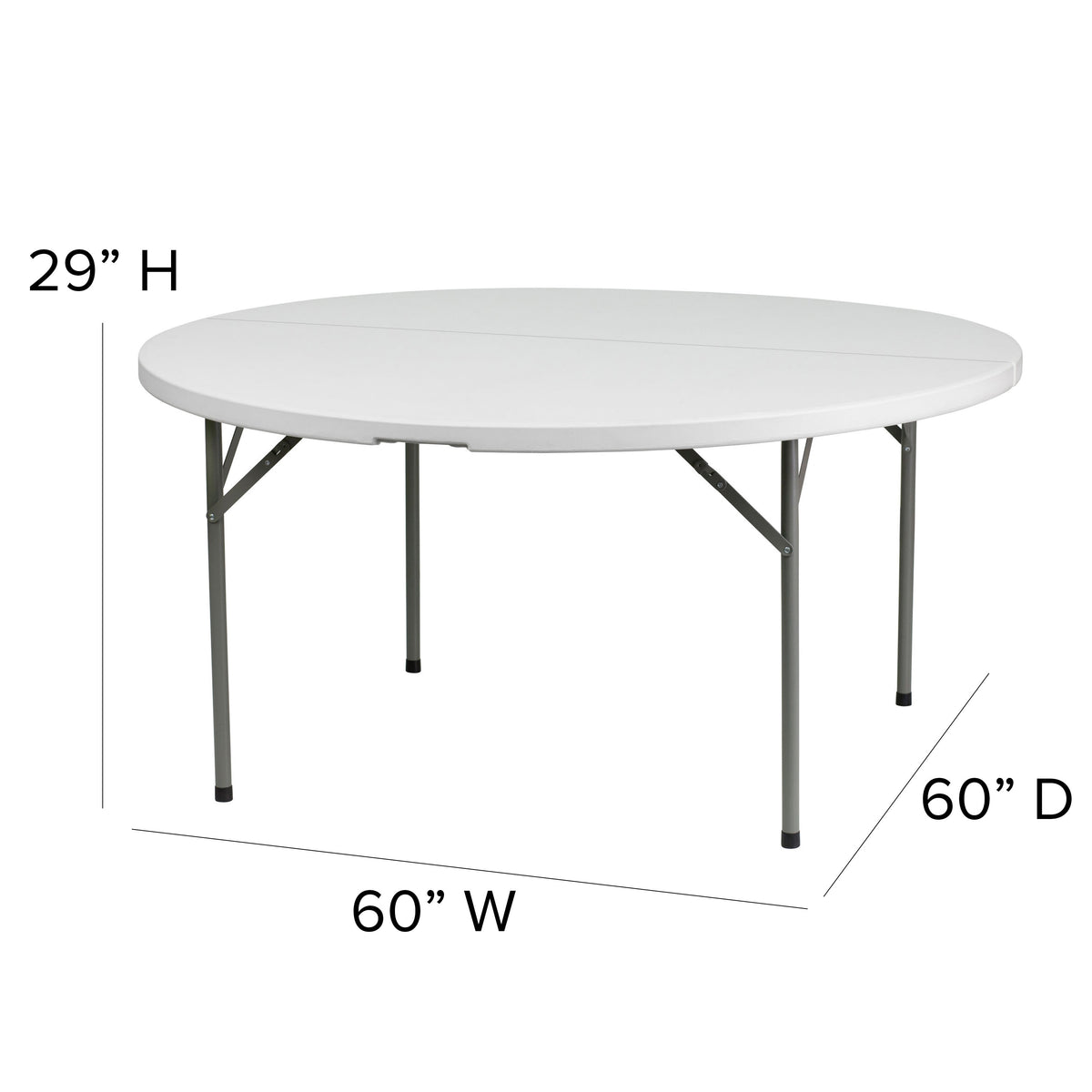 5-Foot Round Granite White Plastic Folding Table - Banquet / Event Folding Table