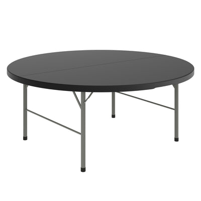 5.89-Foot Round Bi-Fold Plastic Banquet Folding Table with Handle - View 1