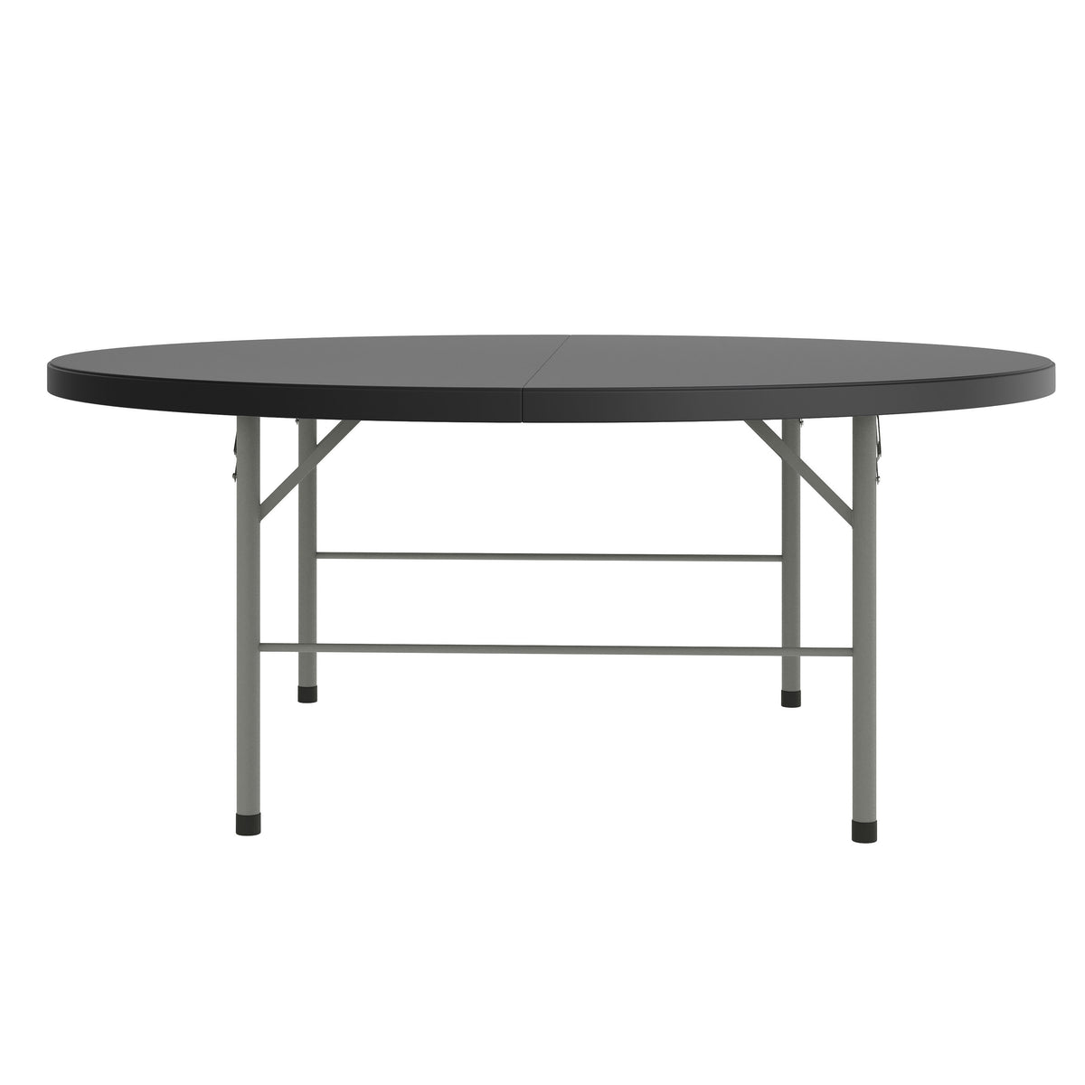 Granite Black |#| 5.89-Foot Round Bi-Fold Granite Black Plastic Banquet Folding Table with Handle