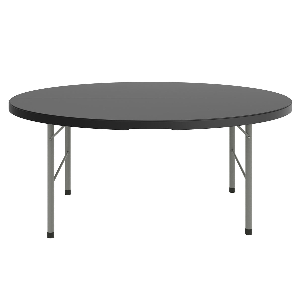 Granite Black |#| 5.89-Foot Round Bi-Fold Granite Black Plastic Banquet Folding Table with Handle