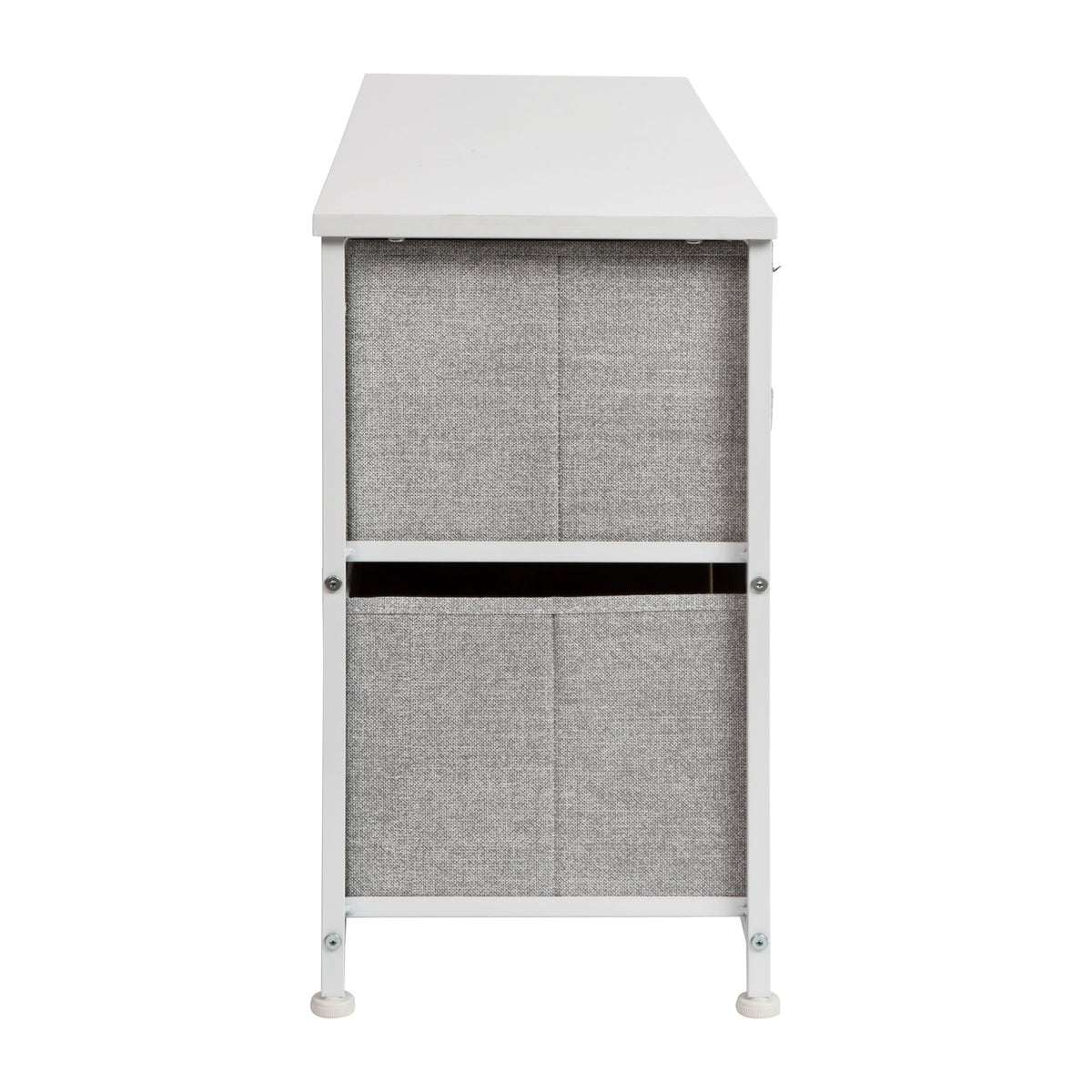 Gray Drawers/White Frame |#| 5 Drawer Storage Chest with Black Wood Top & Light Gray Fabric Pull Drawers