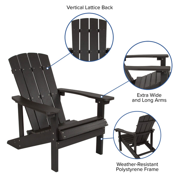 Slate Gray |#| Star & Moon Fire Pit with Mesh Cover & 4 Slate Gray Poly Resin Adirondack Chairs