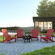 Red |#| Star and Moon Fire Pit with Mesh Cover & 4 Red Poly Resin Adirondack Chairs