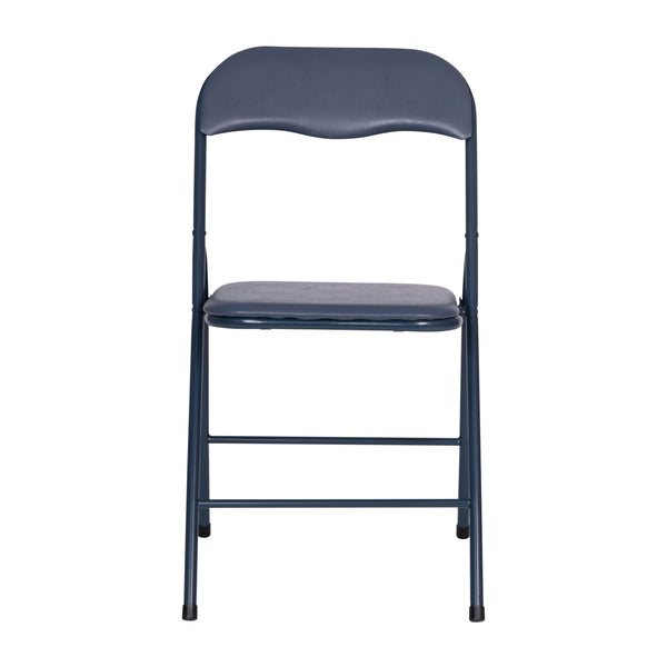 Navy |#| 5 Piece Navy Folding Card Table and Chair Set with Upholstered Table Top