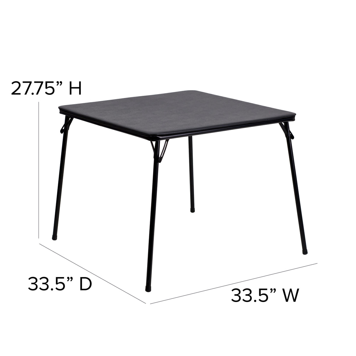 Black |#| 5 Piece Black Folding Card Table and Chair Set with Upholstered Table Top