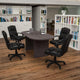 Rustic Gray |#| 5 Piece Rustic Gray Oval Conference Table with 4 Black LeatherSoft-Padded Chairs